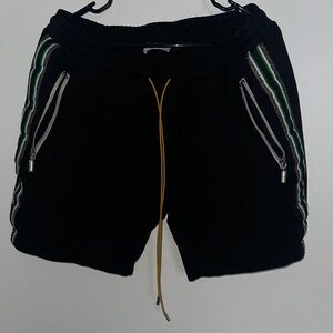 Rhude Black Shorts with Green and Yellow Accents